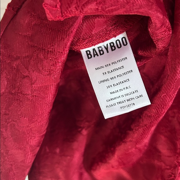 Babyboo EMELIE PLAYSUIT - RED size large jacquard print with bow and corset top - Picture 16 of 16